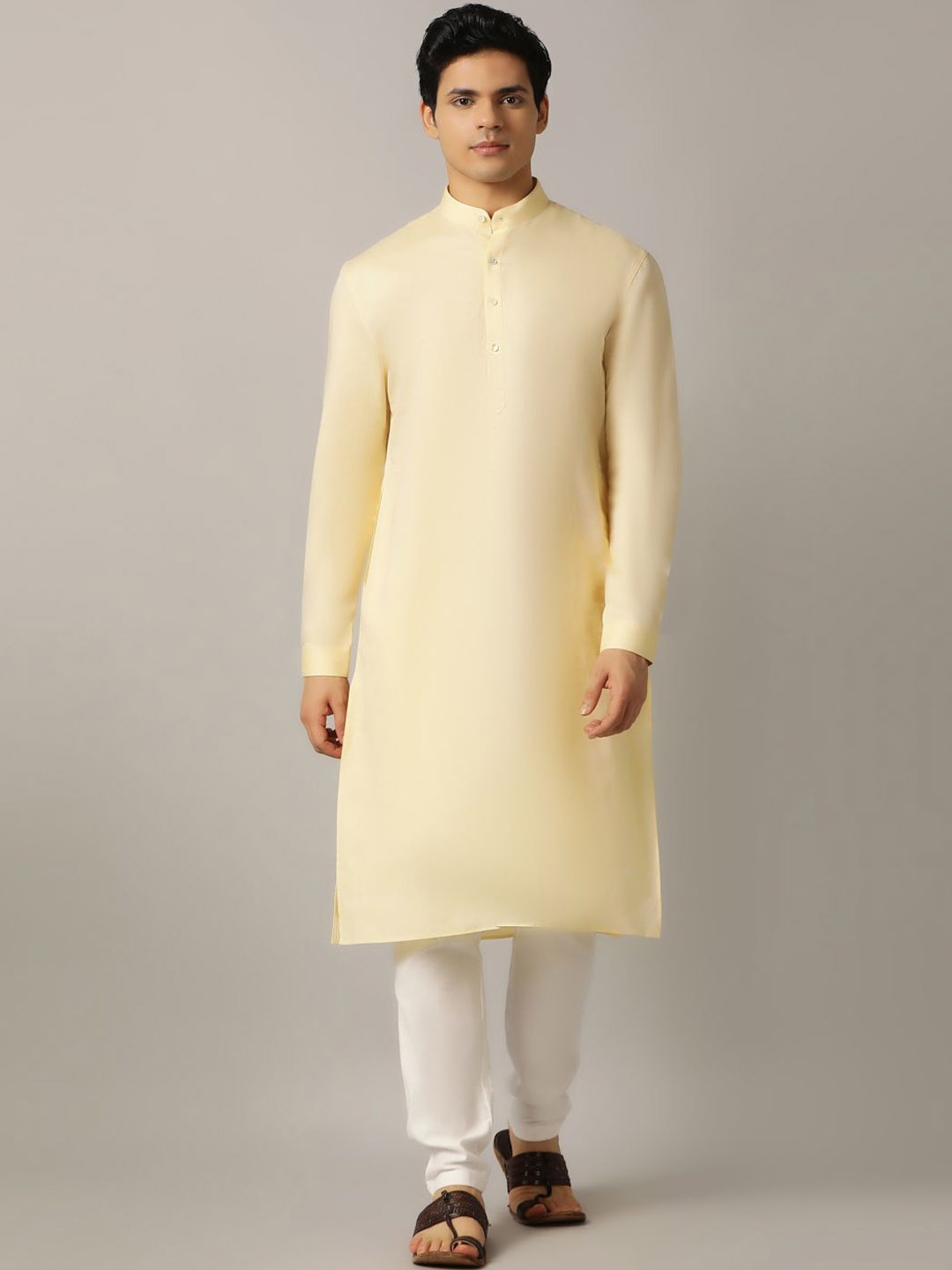 

Modi Kurta Mandarin Collar Straight Kurtas, Yellow