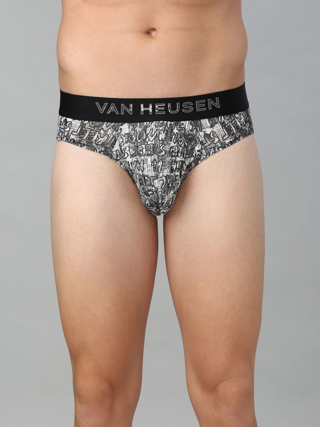 

Van Heusen Men Allover Print Swift Dry Flexi Stretch AIR Series Active Brief, Black