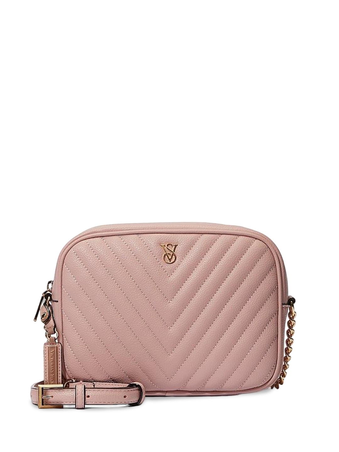 

Victoria's Secret Textured PU Structured Sling Bag with Quilted, Pink