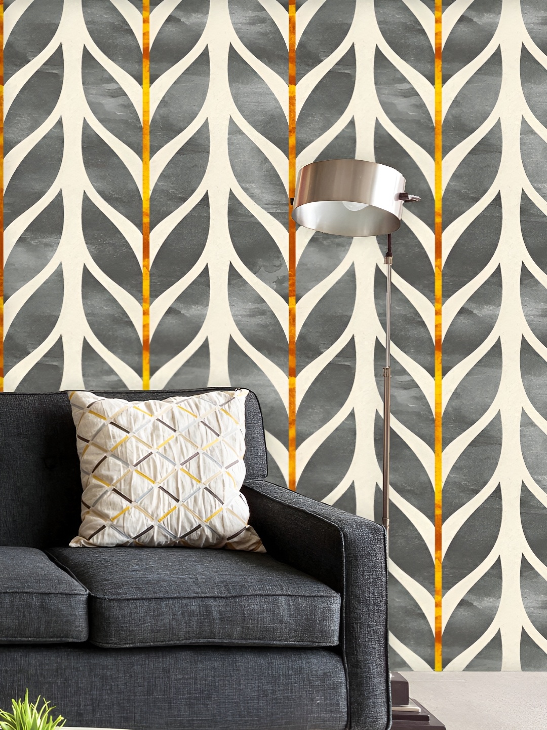 

ArtzFolio Printed UV-Resistant Anti-Bacterial Grey Scandinavian Shapes Peel & Stick Wallpaper, Multi