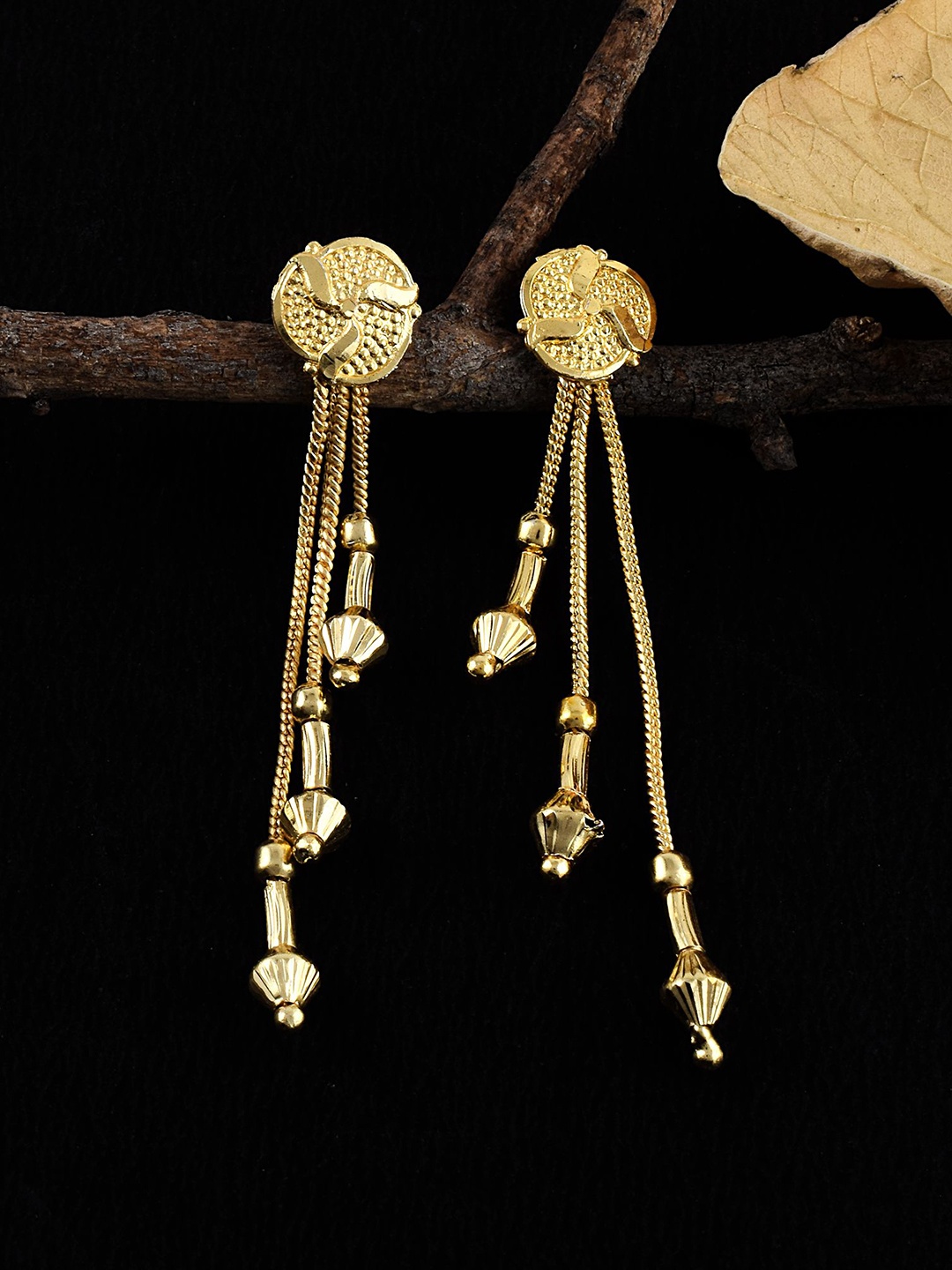 

MEMOIR Gold-Plated Contemporary Studs With Hanging Jhumkis