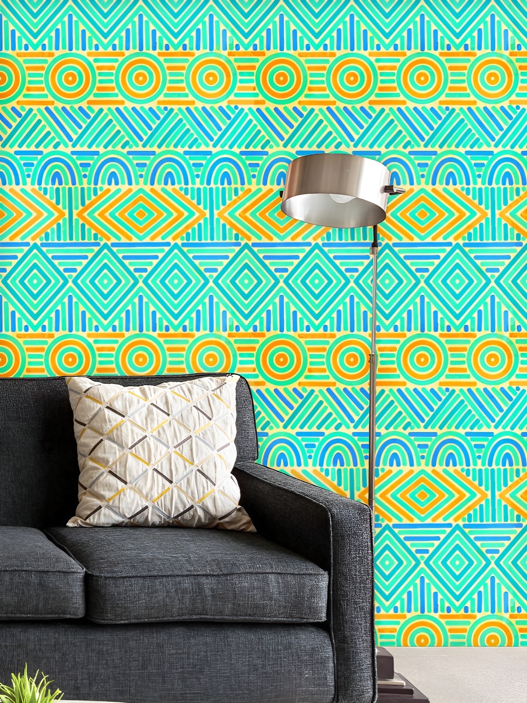 

ArtzFolio Printed UV-Resistant Anti-Bacterial Tribal Grunge Horizontal Lines Peel & Stick Wallpaper, Multi