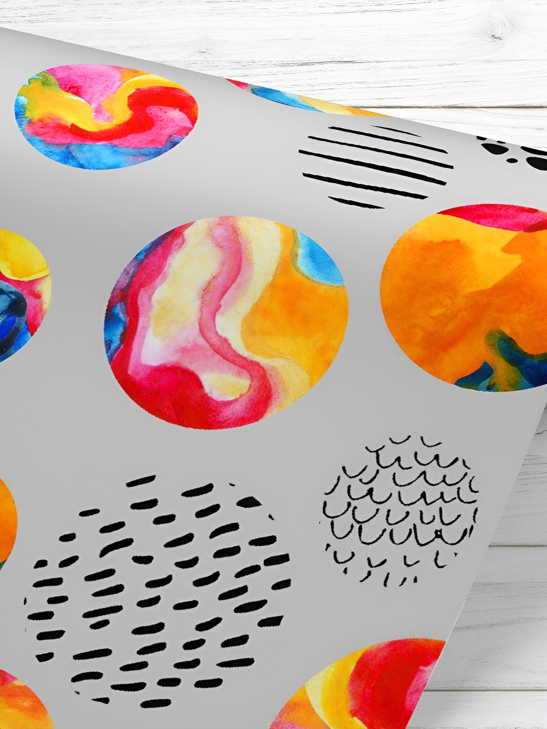 

ArtzFolio Grey & Orange Colored Printed UV Resistant Wallpaper