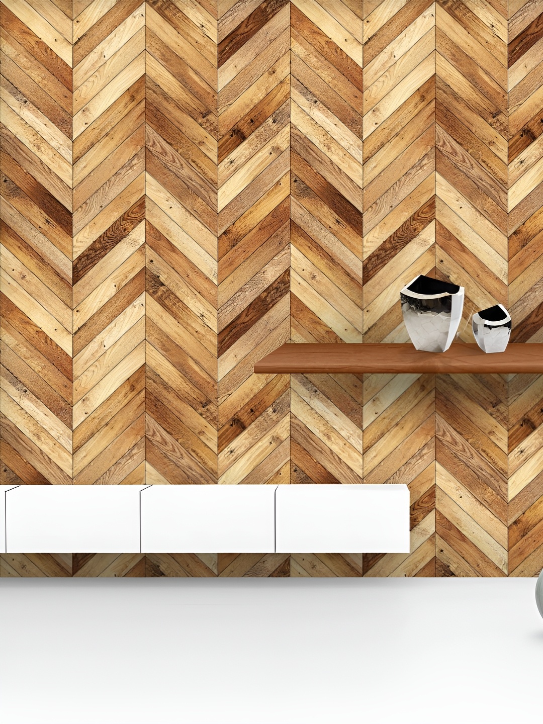 

ArtzFolio Printed UV-Resistant Anti-Bacterial Chevron Light Brown Peel & Stick Wallpaper, Multi