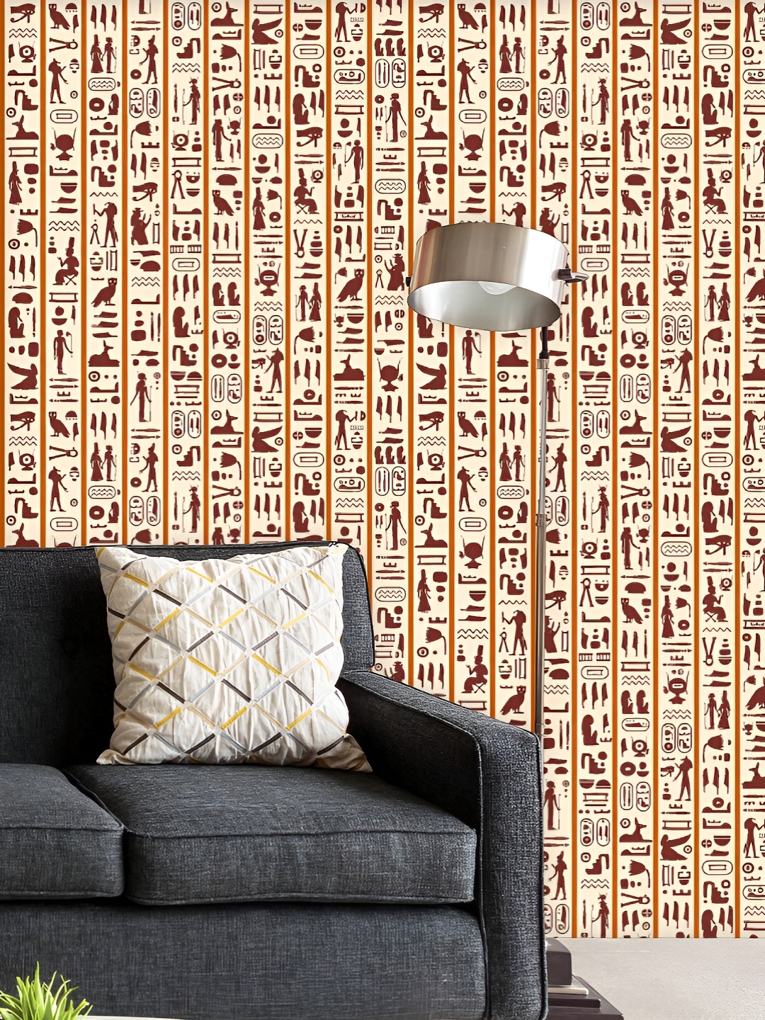 

ArtzFolio Printed UV-Resistant Anti-Bacterial Ancient Egyptian Hieroglyphs And Symbols Peel & Stick Wallpaper, Multi