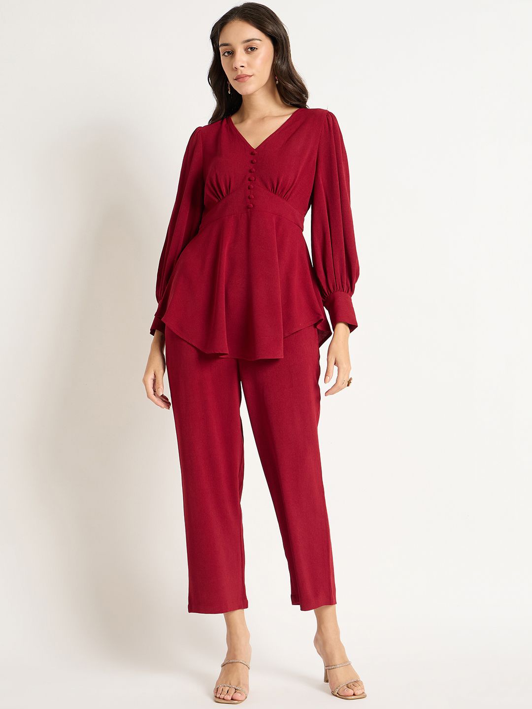 

FEMMELLA Long Sleeves Top With Trousers, Red