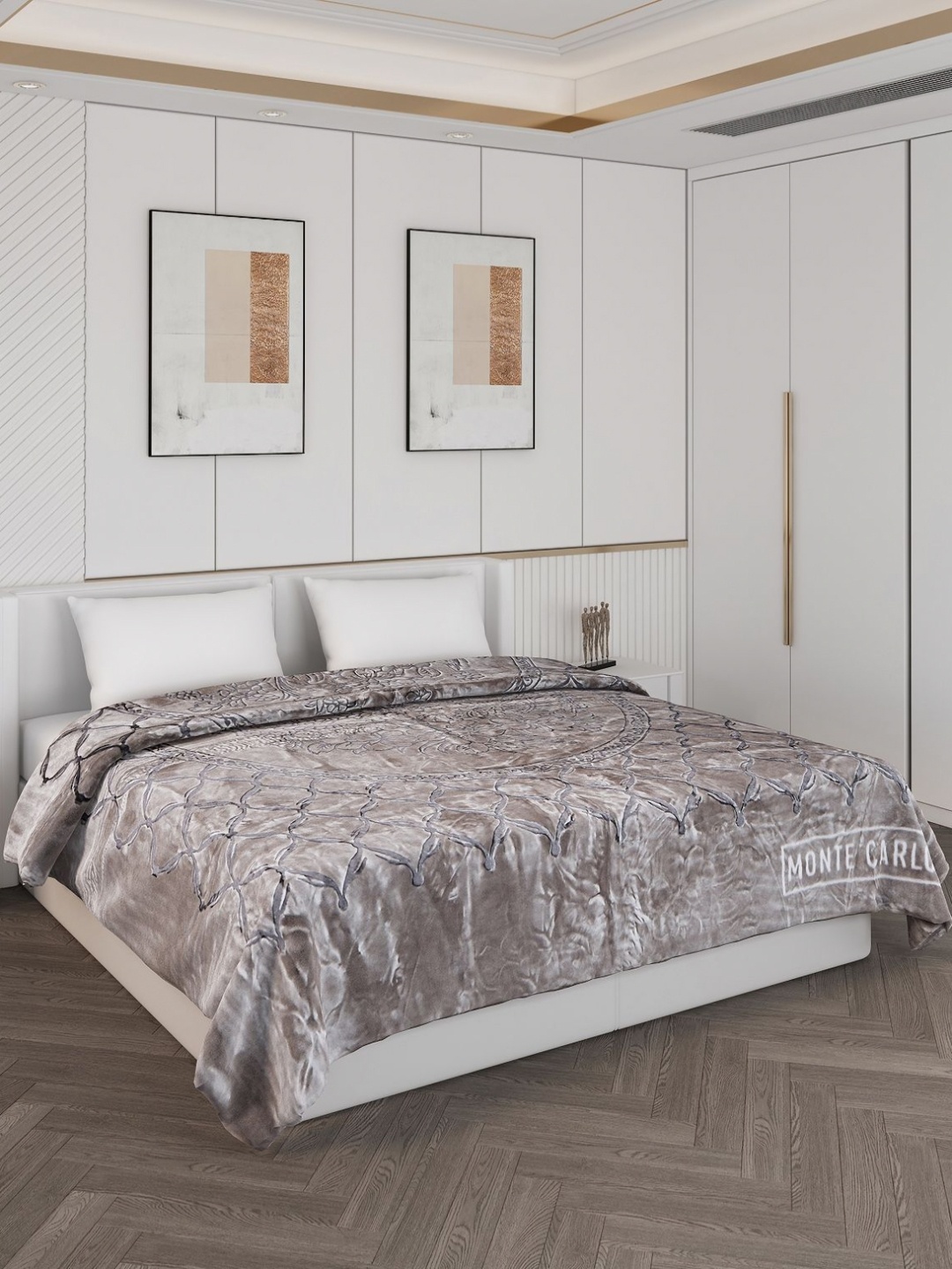 

Monte Carlo Grey & Brown 950 GSM Floral Heavy Winter Double Bed Blanket