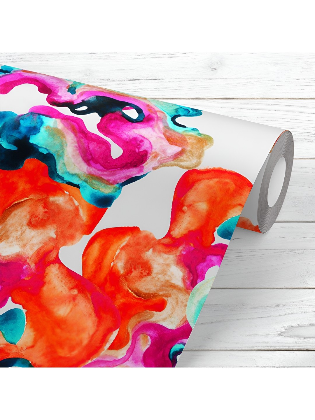 

ArtzFolio White & Orange Coloured Printed UV Resistant Wallpaper