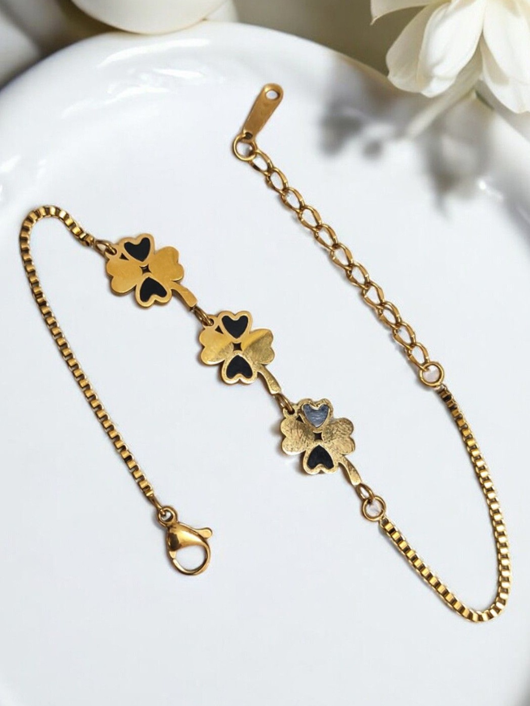 

Adc fashions Gold-Plated American Diamond Studded Link Bracelet