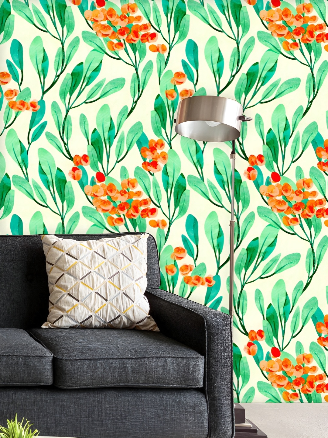 

ArtzFolio Printed UV-Resistant Anti-Bacterial Green Botanical Leaves Peel & Stick Wallpaper, Multi