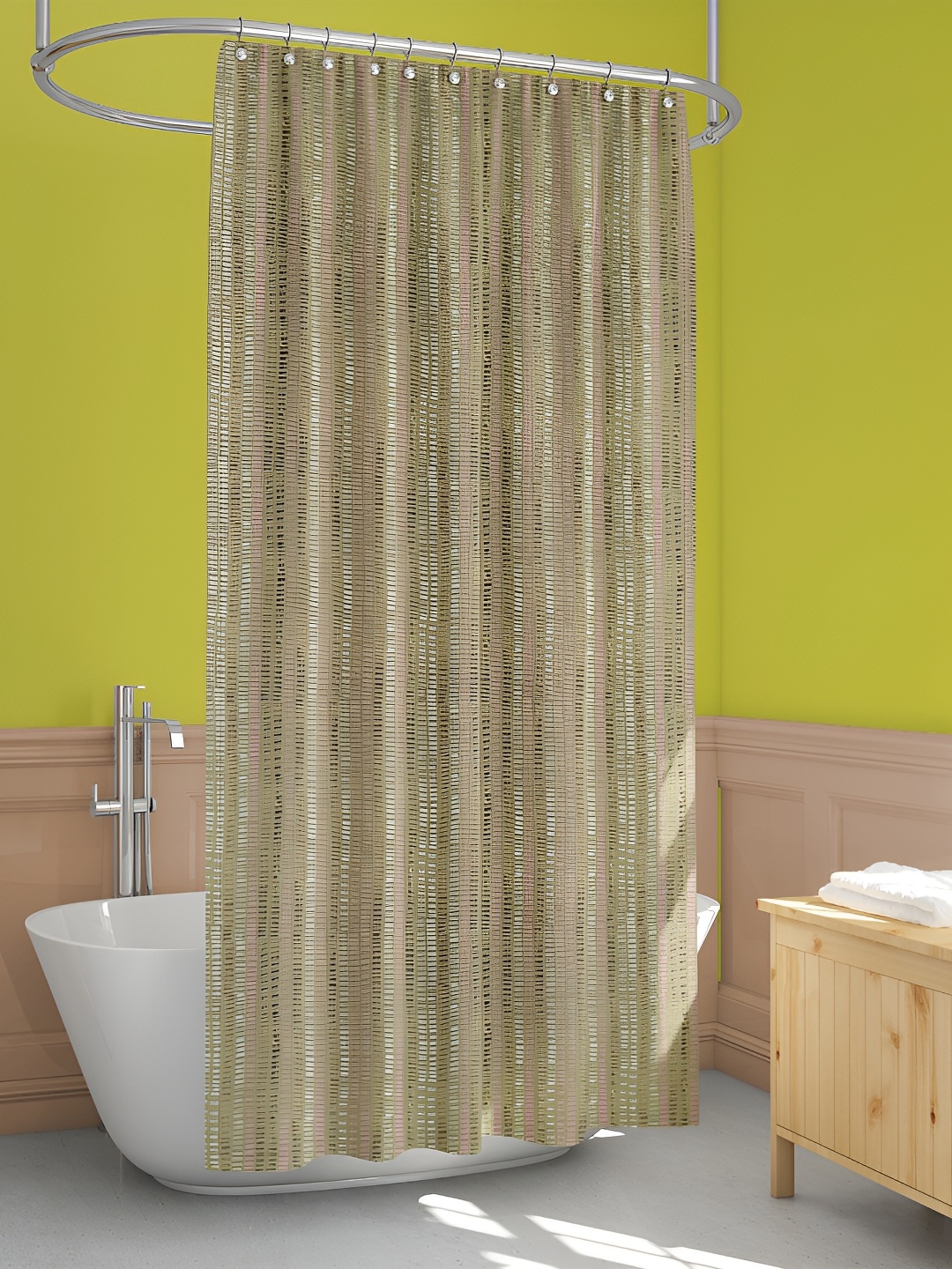 

ArtzFolio Green & Brown Printed Waterproof Shower Curtain