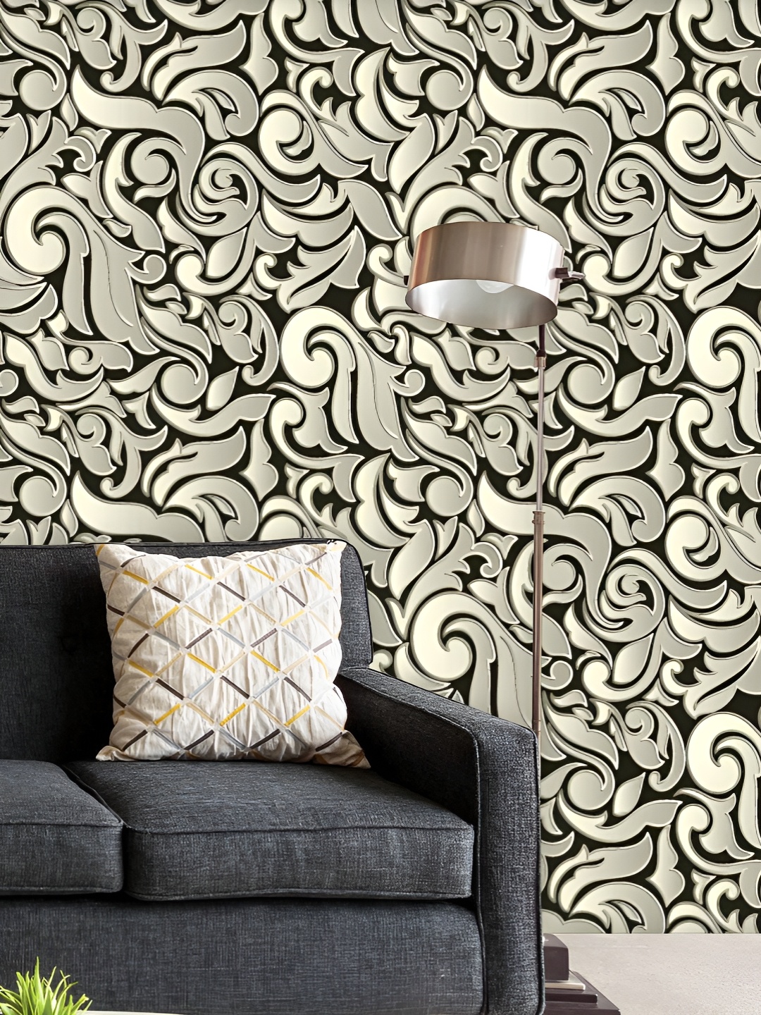 

ArtzFolio Printed UV-Resistant Anti-Bacterial D Abstract Floral Baroque Peel & Stick Wallpaper, Multi