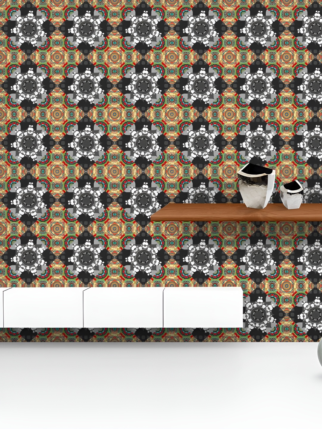 

ArtzFolio Printed UV-Resistant Anti-Bacterial Ethnic Colorful Doodle Peel & Stick Wallpaper, Multi