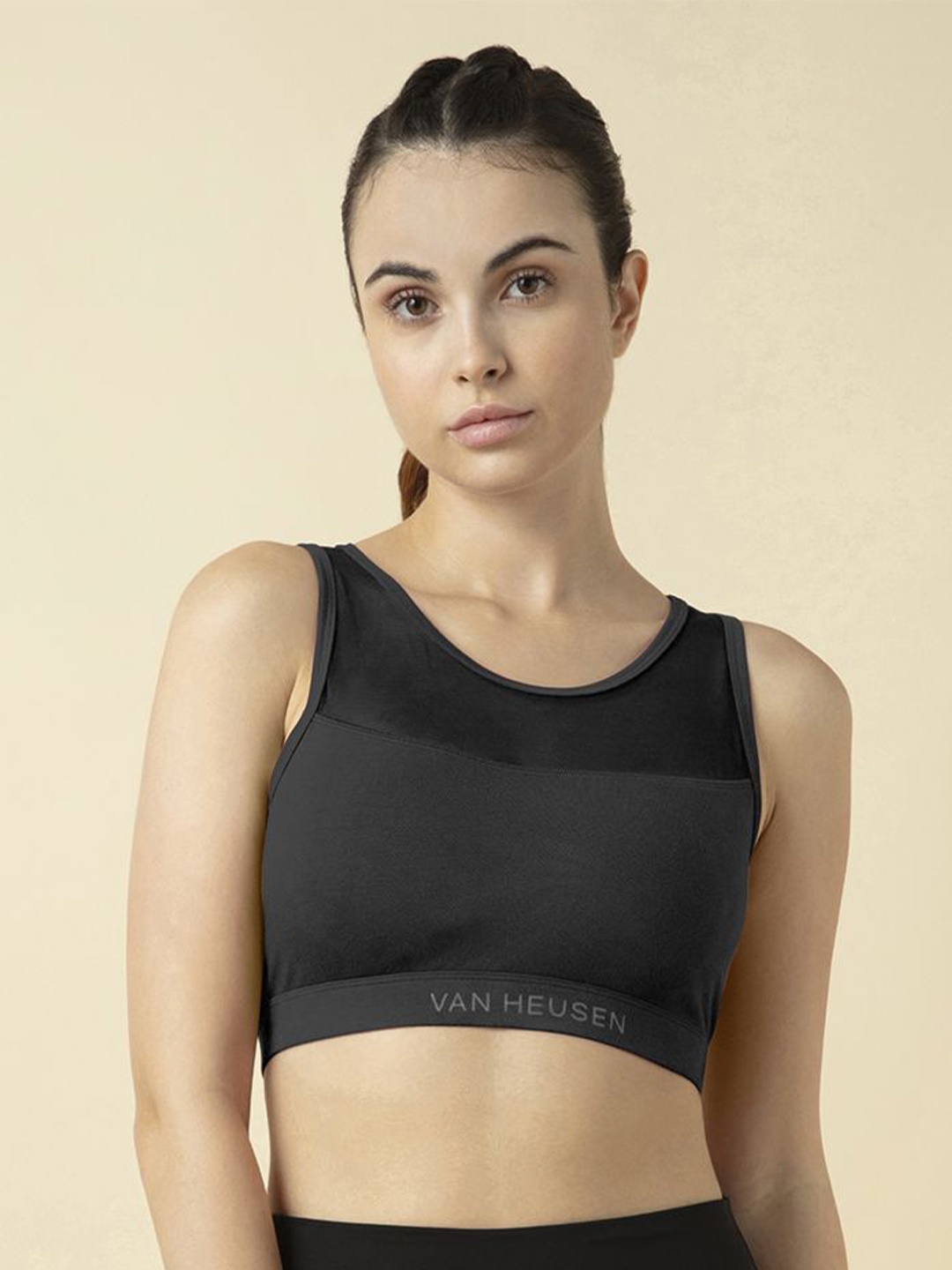 

Van Heusen Women Cotton Anti Bacterial Full Coverage Wire-free Padded Sports Bra, Black