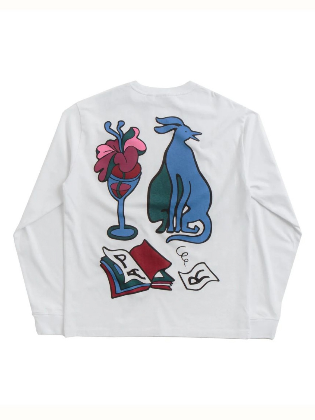 

By Parra Unisex Wine and books Long Sleeve Tee, White
