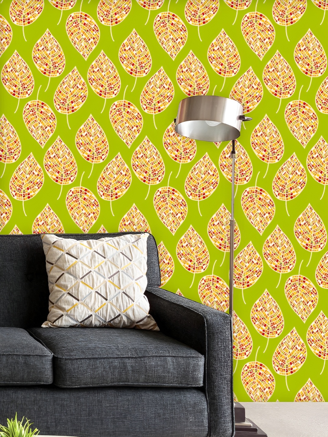 

ArtzFolio Printed UV-Resistant Anti-Bacterial Autumn Beige Leaves Peel & Stick Wallpaper, Multi