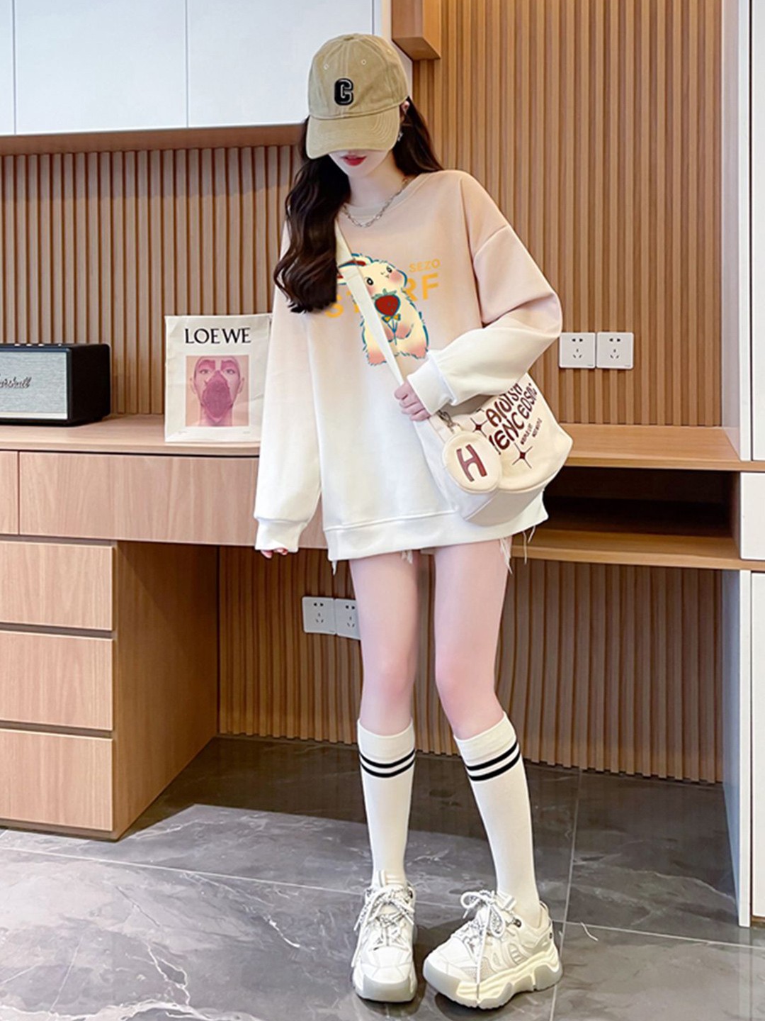 

JC Mode Women Round Neck Sweatshirt, Khaki