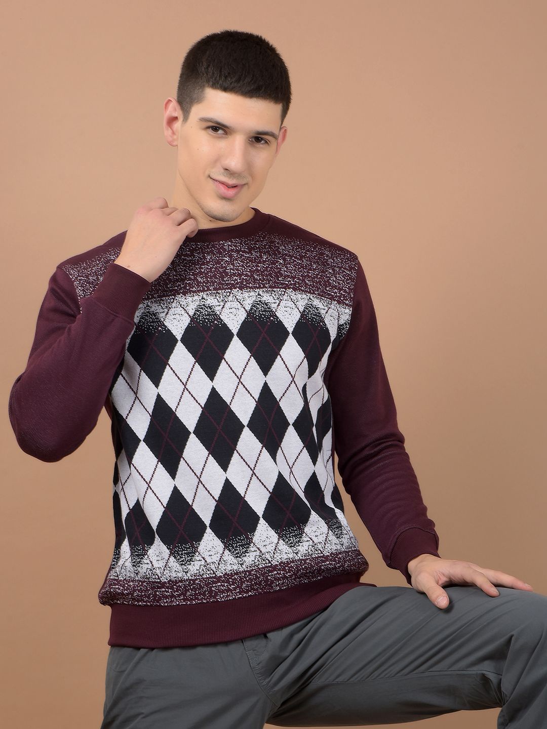 

Force NXT Men Self Design Sweatshirt, Maroon