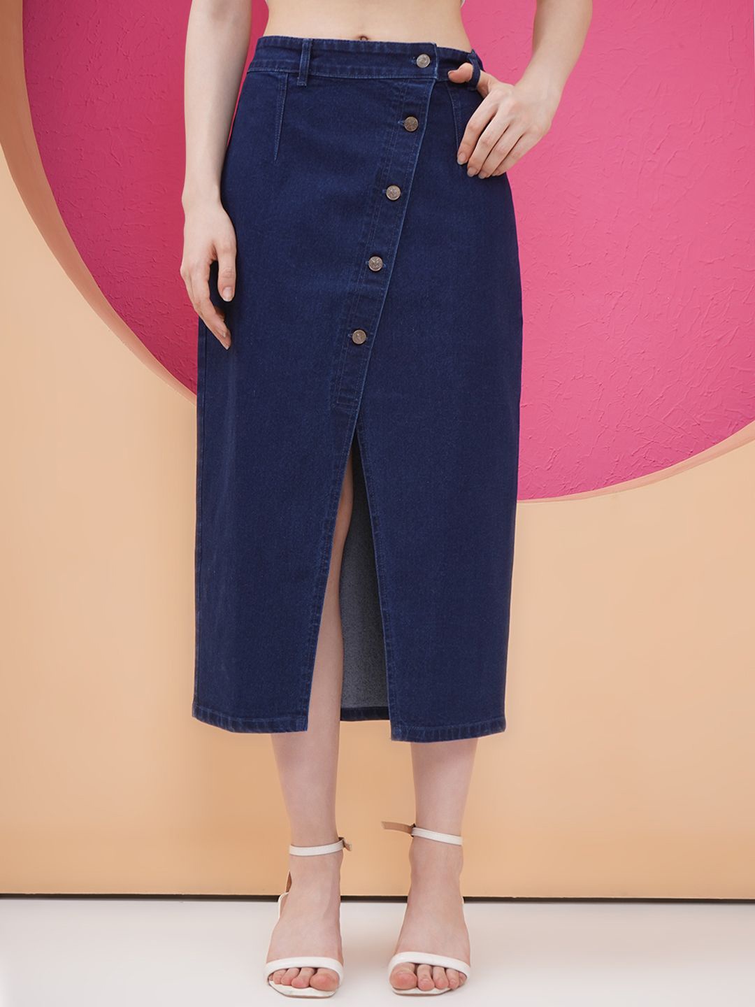 

PUELLA Women Straight Maxi Slit Skirt, Navy blue