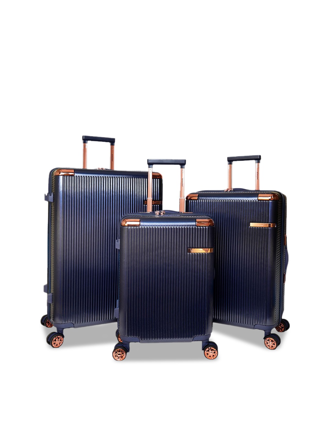 

REDHORNS Unisex Set Of 3 Anti-Scratch Trolley Bag With 8 Spinner Wheels & 3 Digit Lock, Navy blue