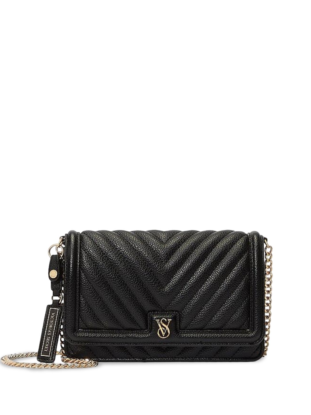 

Victoria's Secret Textured PU Half Moon Shoulder Bag with Quilted, Black