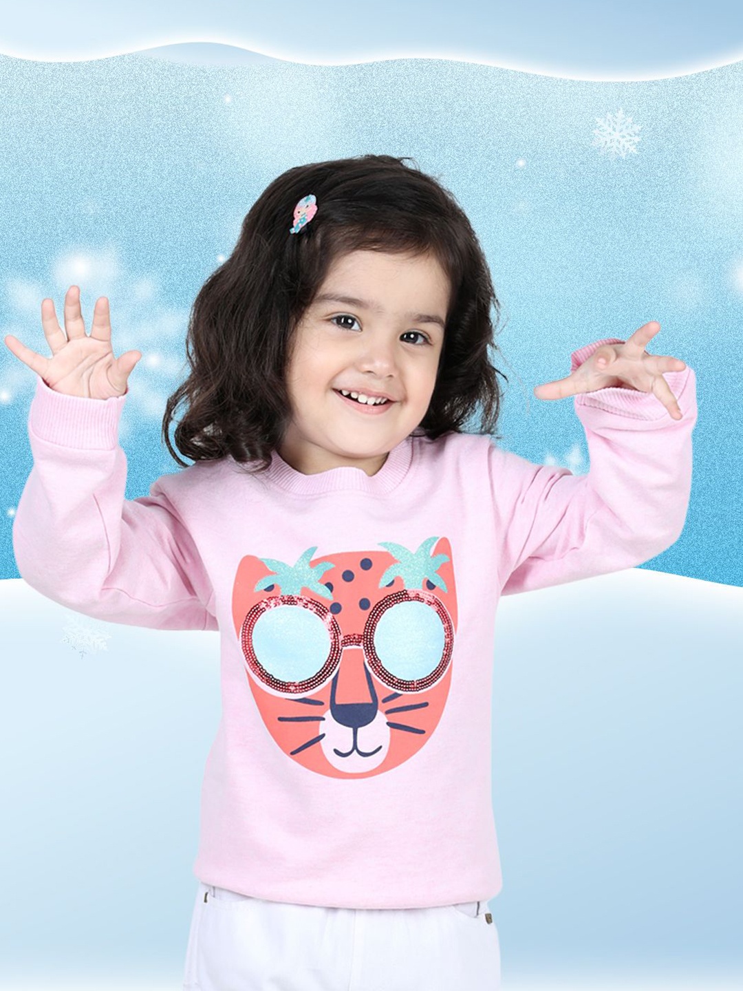 

BownBee Girls Full Sleeve Printed Sweatshirt, Pink