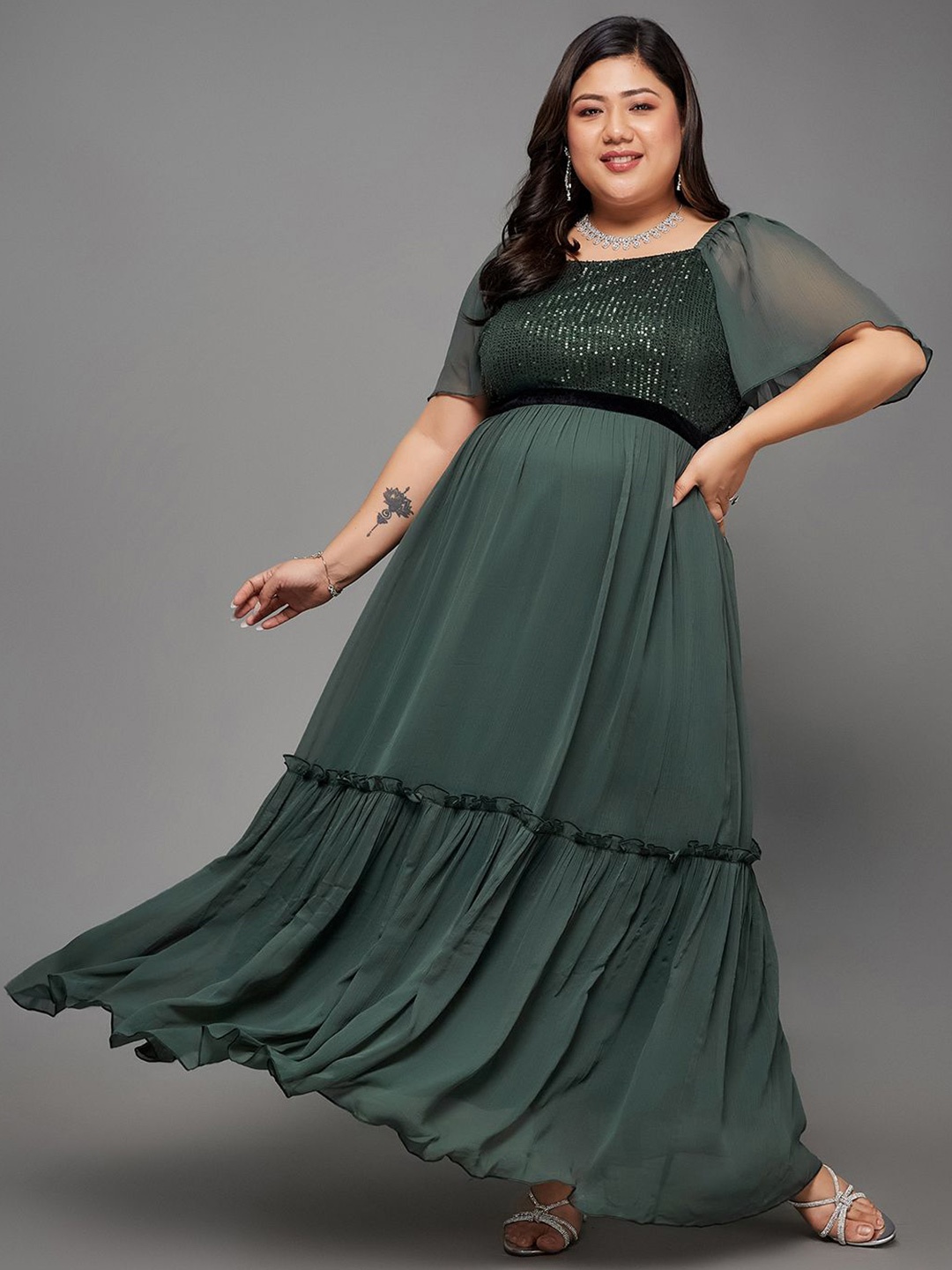 

Miss Chase A+ Women Plus Size Maxi Dress, Green