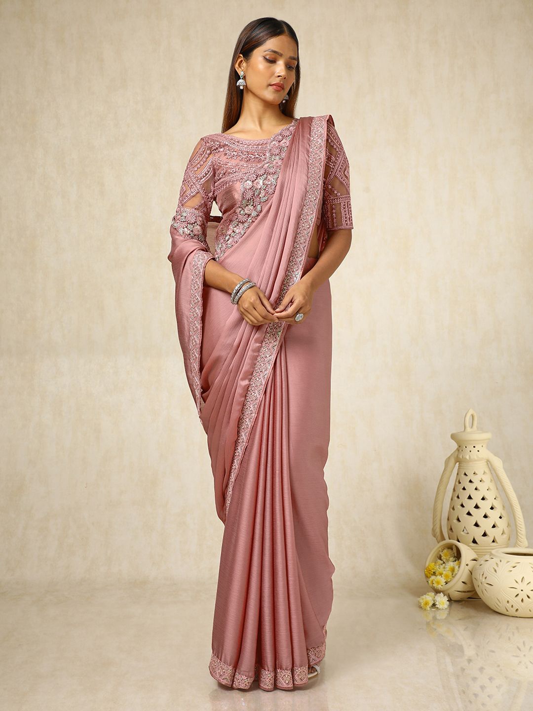

Soch Sequinned Pure Chiffon Saree, Pink
