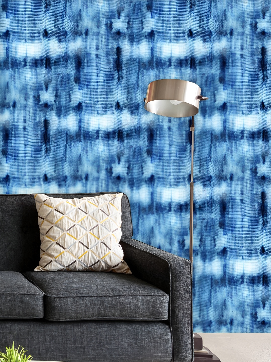 

ArtzFolio Printed UV-Resistant Anti-Bacterial Shibori Indigo Batik Peel & Stick Wallpaper, Multi