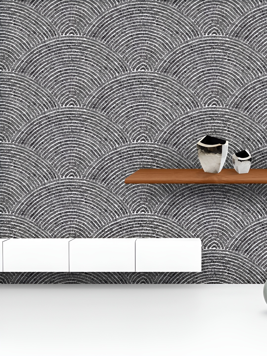 

ArtzFolio Printed UV-Resistant Anti-Bacterial Black & White Grunge Waves Peel & Stick Wallpaper, Multi