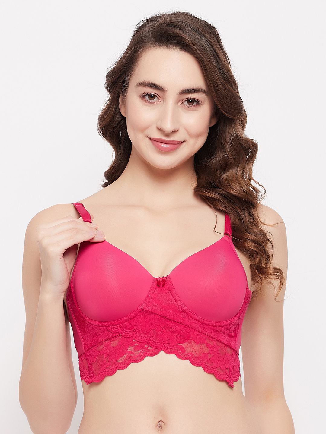 

Clovia Full Coverage Underwired Lightly Padded Bralette Bra, Pink