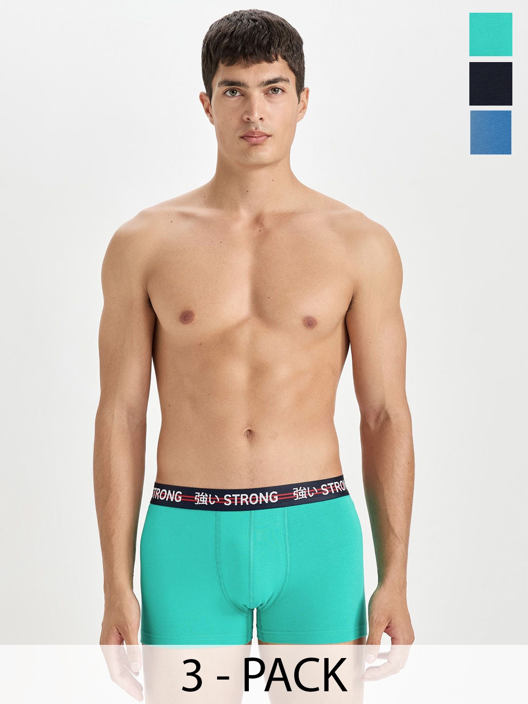 

DeFacto Men Pack Of 3 Cotton Trunk, Navy blue