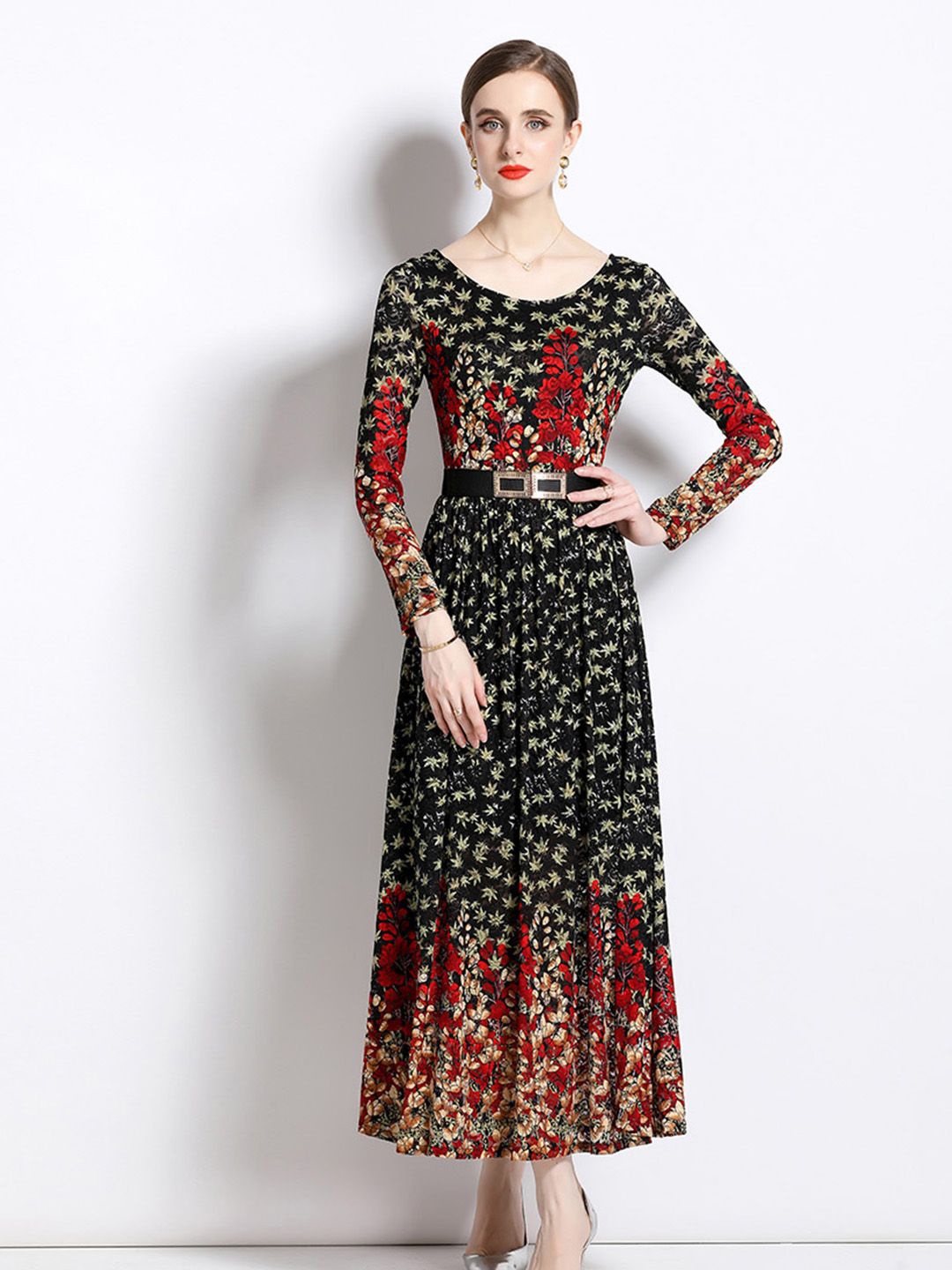 

JC Collection Floral Printed Maxi Dress, Black