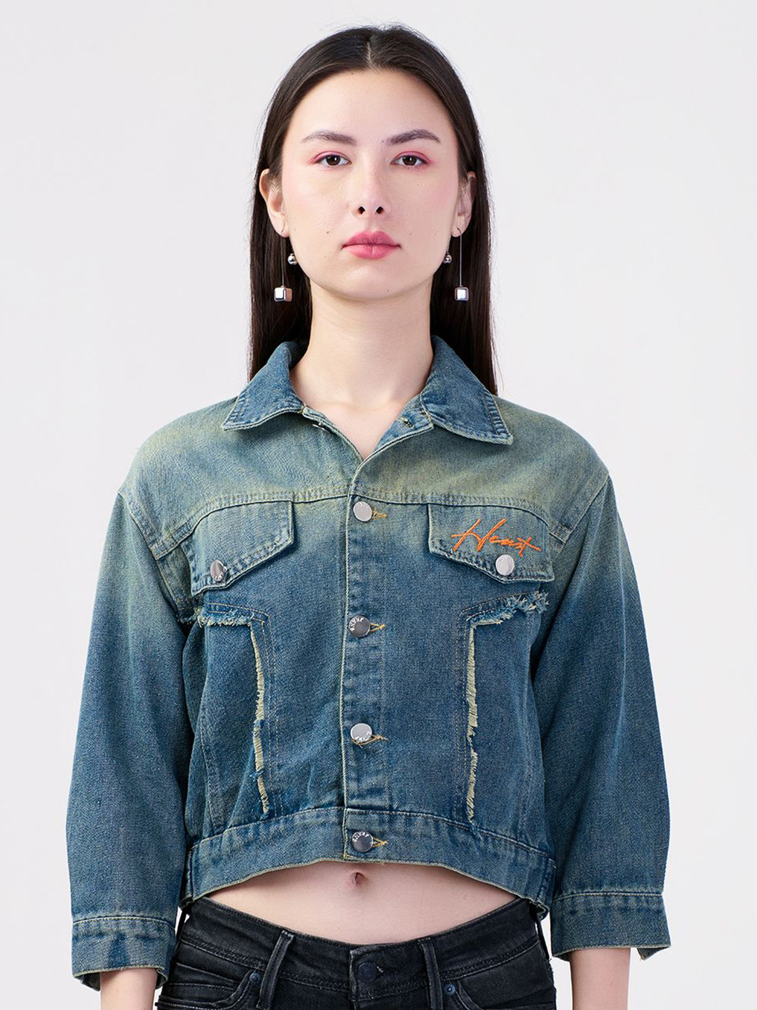 

Albion By CnM Women Shirt Collar Front-Open Sweatshirt, Blue