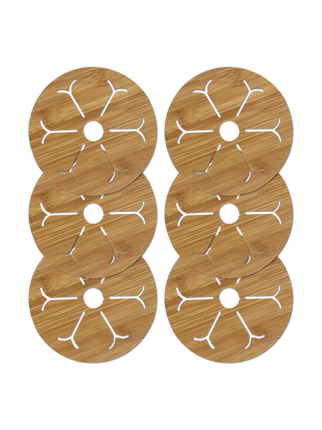 

HOKIPO Brown 6 Pieces Bamboo Wooden Coasters