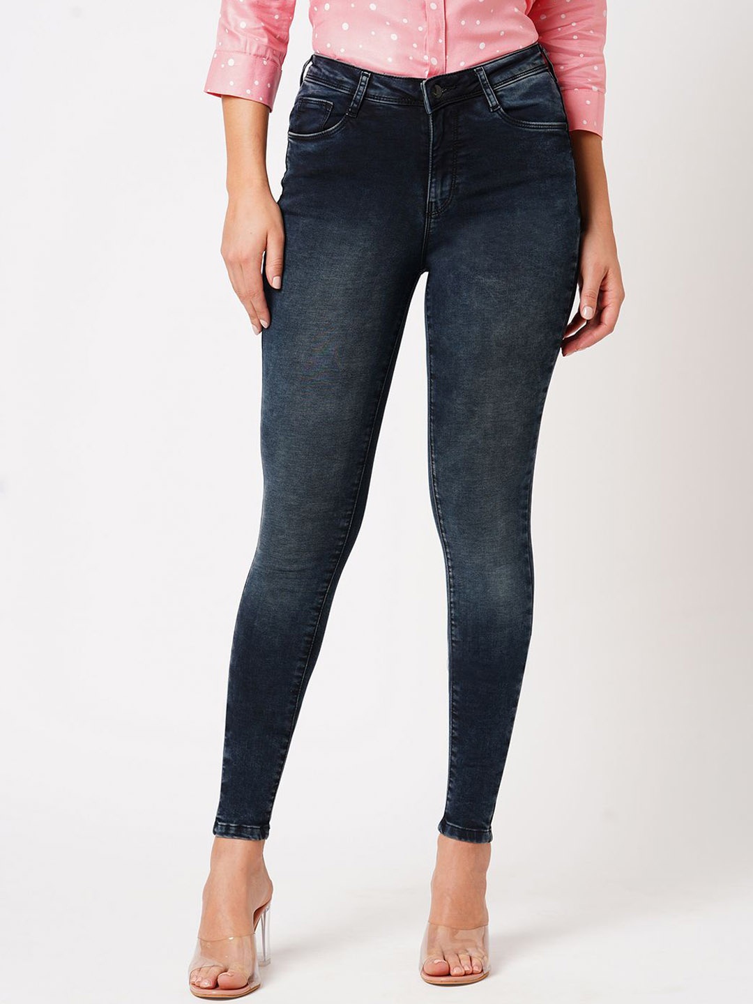 

Kraus Jeans Women Skinny Fit High-Rise Light Fade Jeans, Black