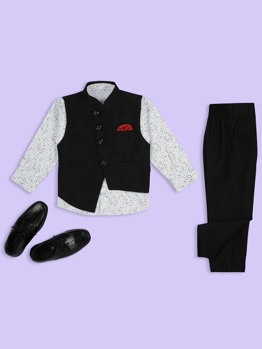 

YK 3-Pcs Boys Printed Suit, Black
