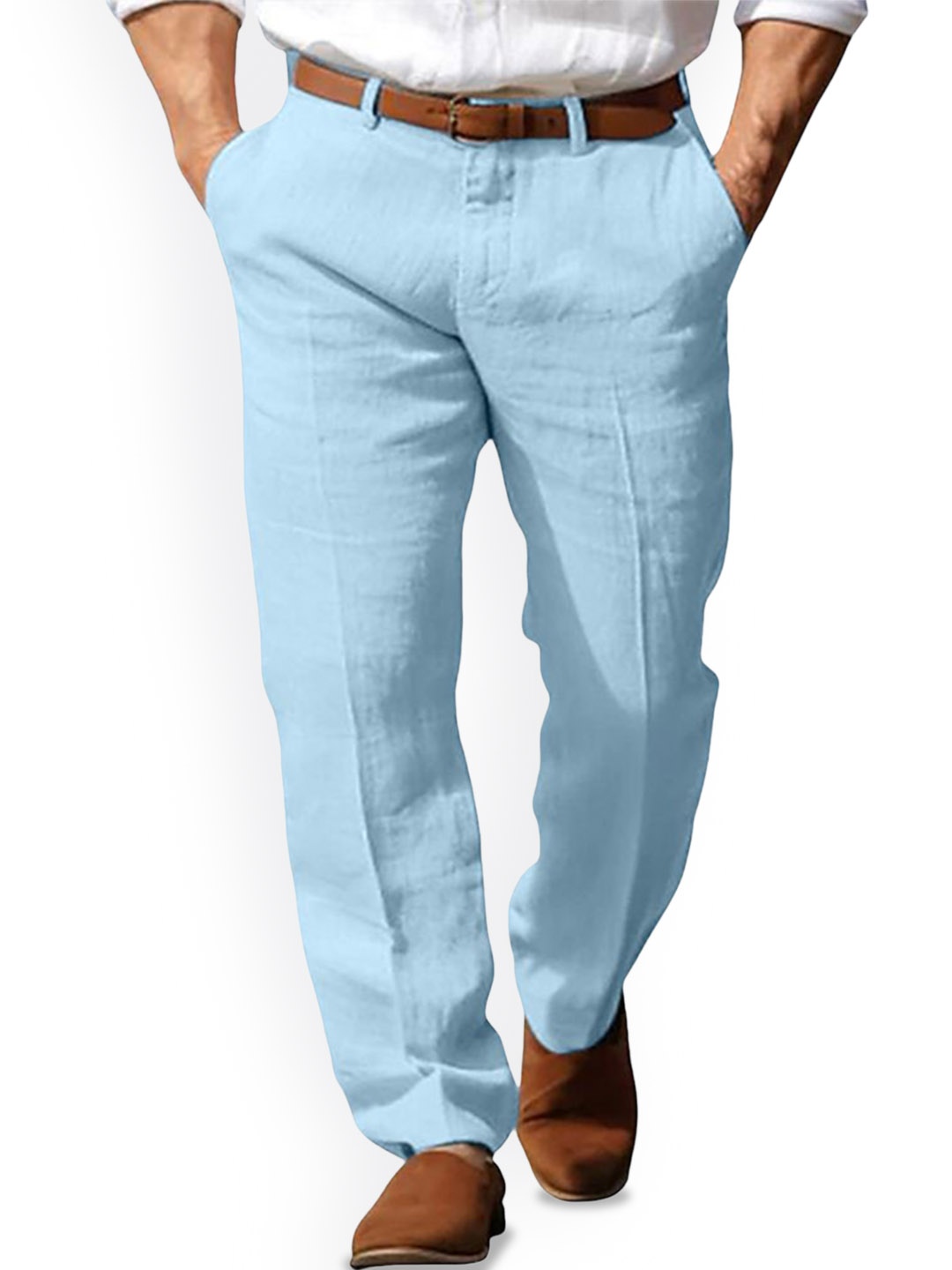 

StyleCast x Revolte Men Easy Wash Mid Rise Trousers, Blue
