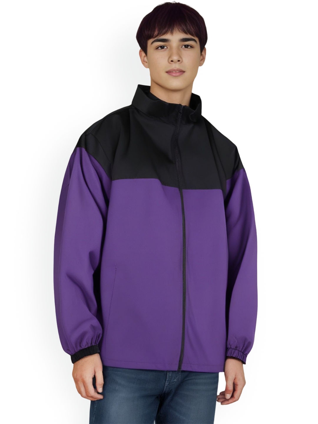 

StyleCast x Revolte Men Colourblocked Lightweight Sporty Jacket, Purple