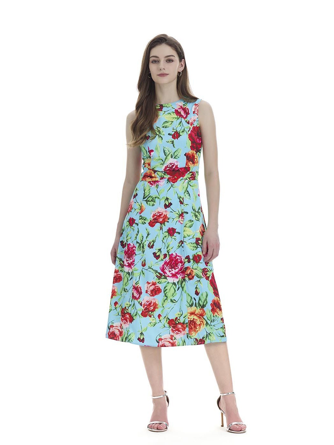 

JC Collection Women Floral Print A-Line Midi Dress, Blue
