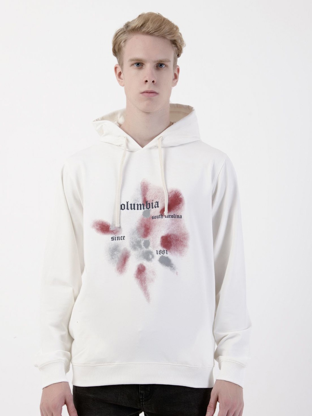 

Albion By CnM Men Printed Hooded Pullover Sweatshirt, Cream