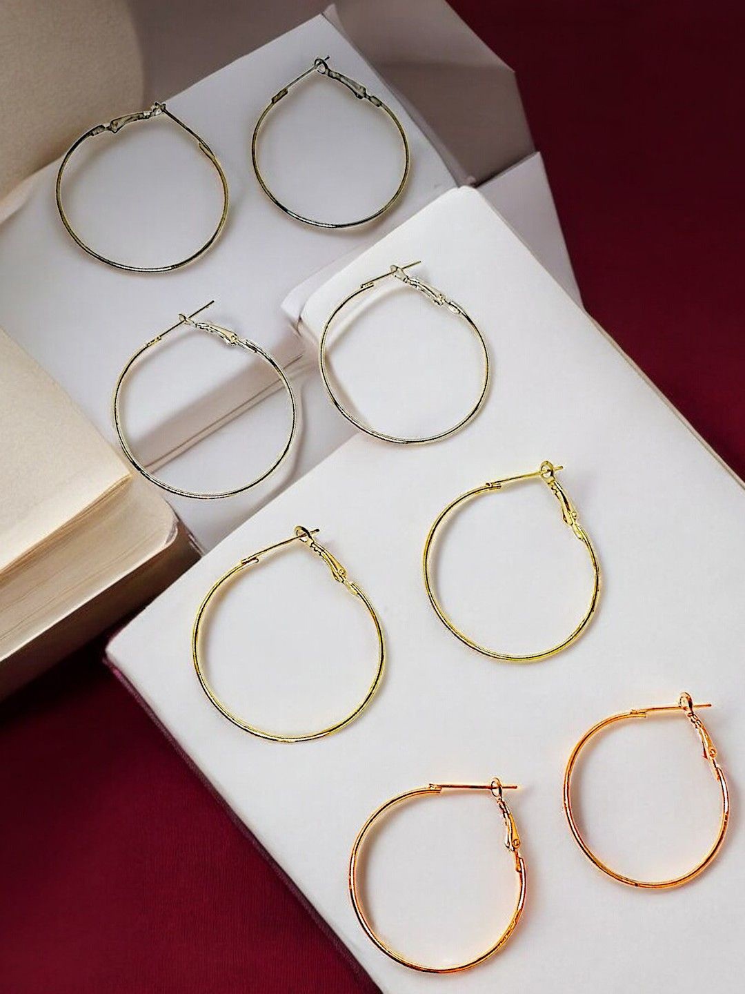 

9blings Set Of 4 Circular Hoop Earrings, Gold