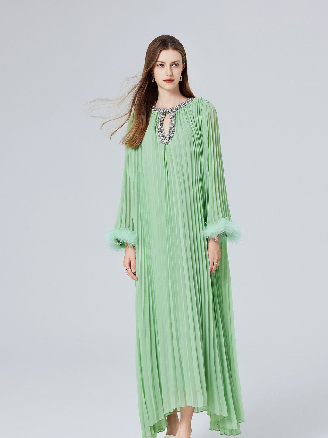 

JC Collection Women Flared Sleeve Maxi Dress, Green