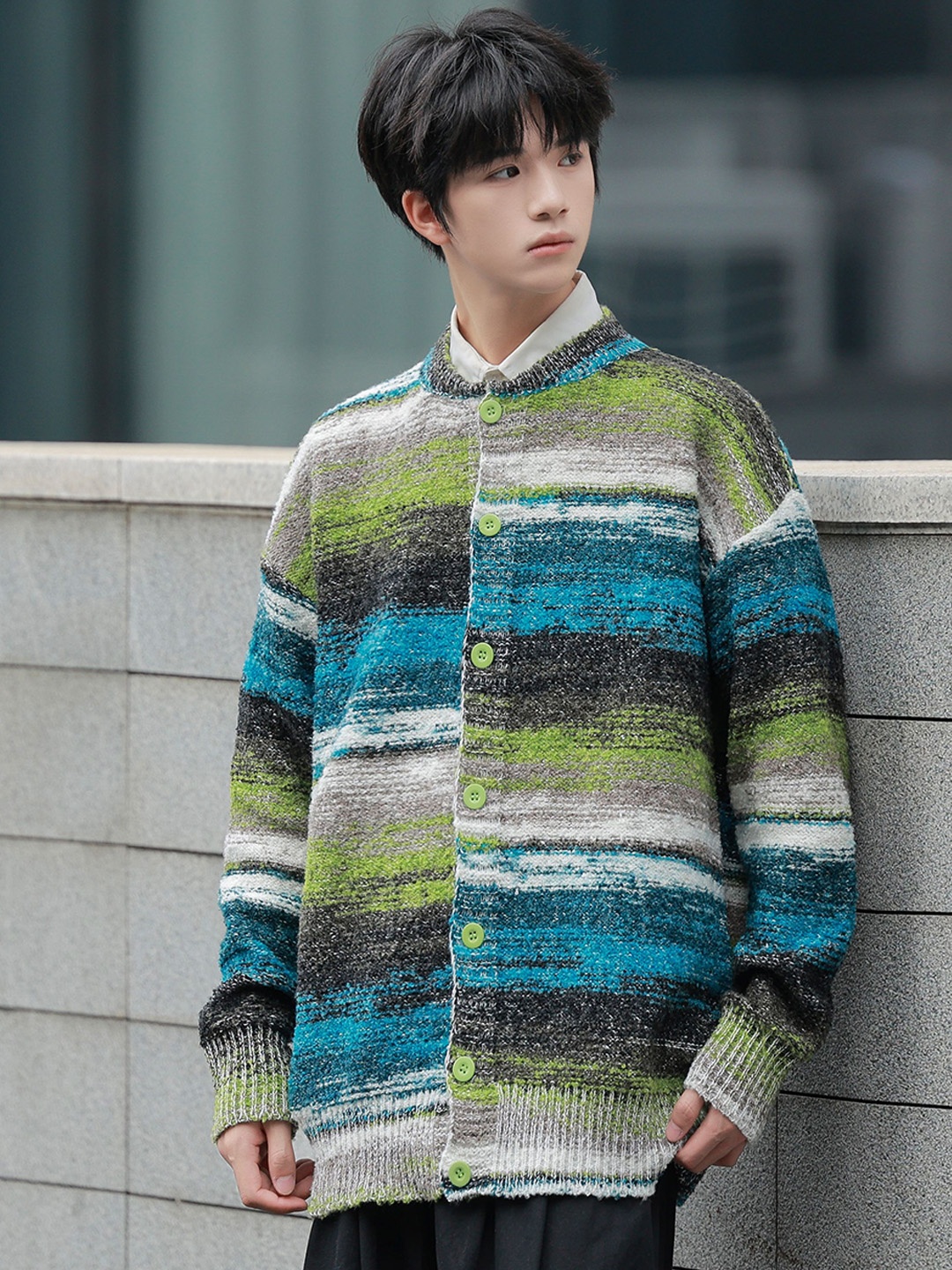 

StyleCast x Revolte Men Lightweight Open Front Jacket, Green
