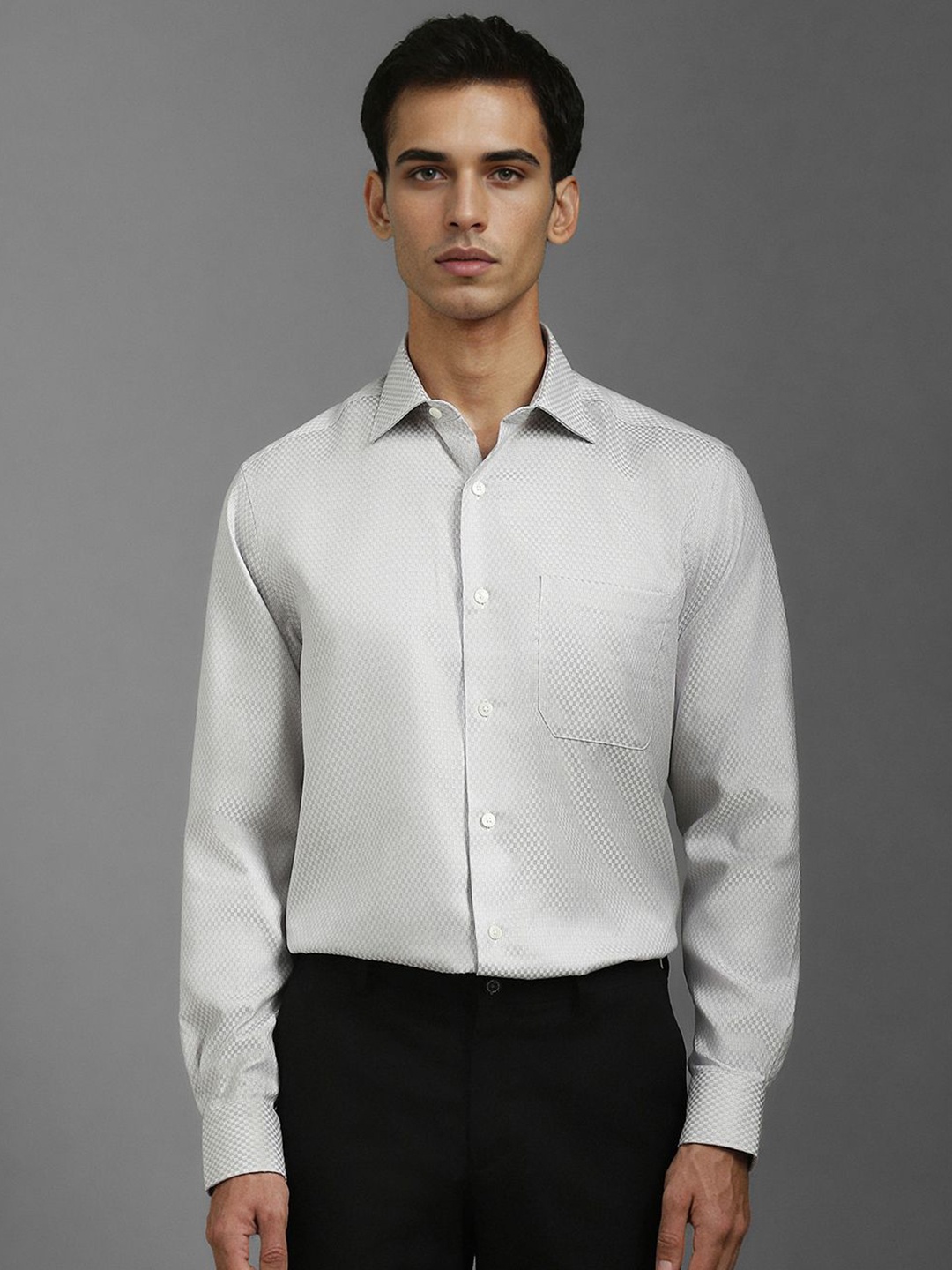 

Louis Philippe Men Micro Checked Slim Fit Formal Shirt, Grey