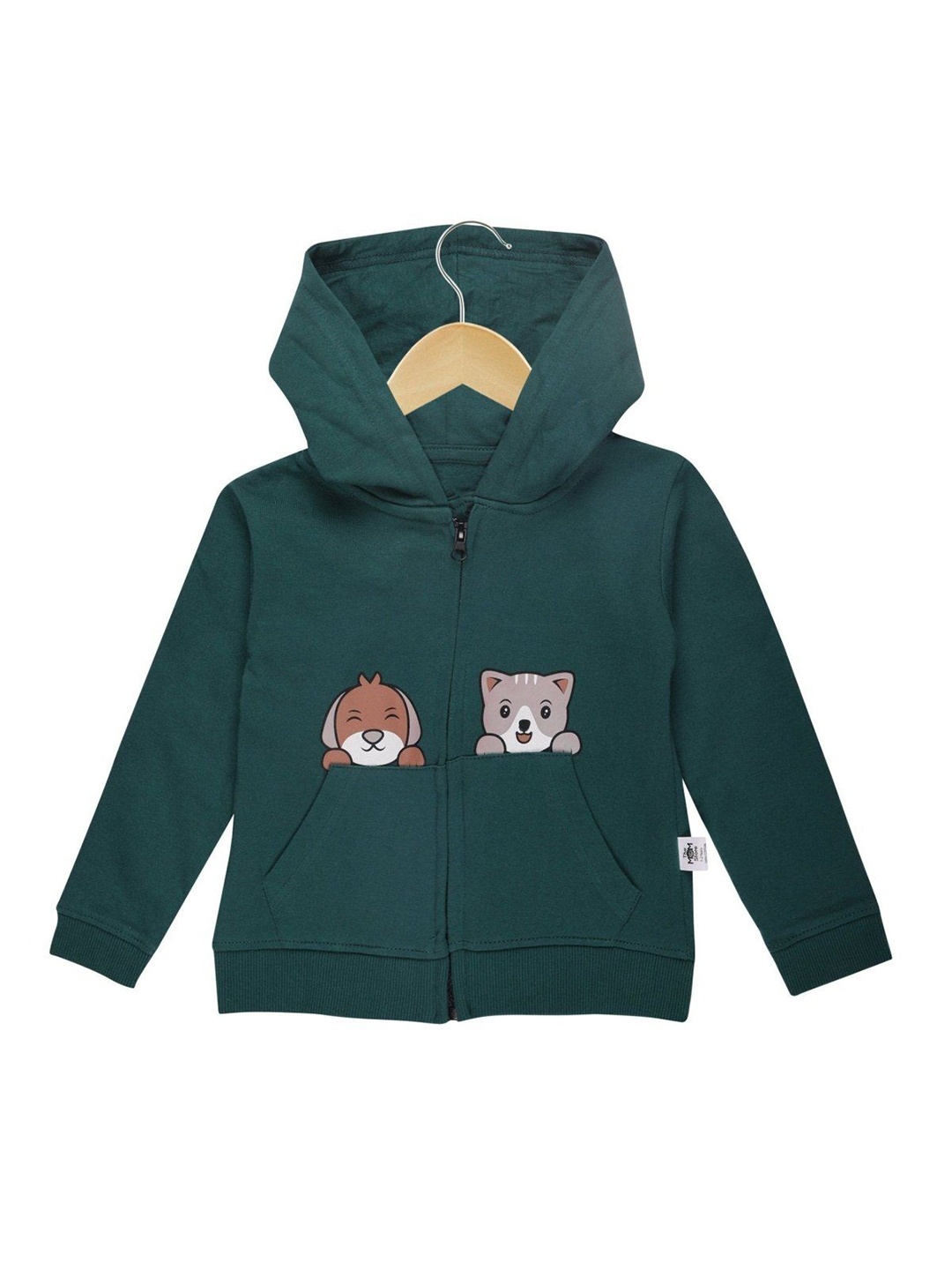 

The Mom Store Kids Cotton Hooded Sweatshirt, Green