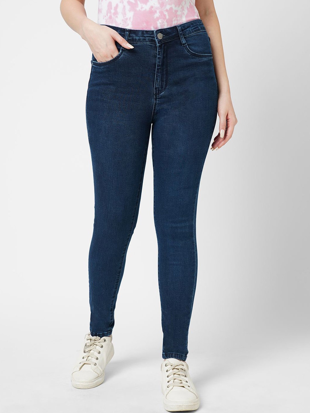 

Kraus Jeans Women Skinny Fit High-Rise Light Fade Jeans, Blue