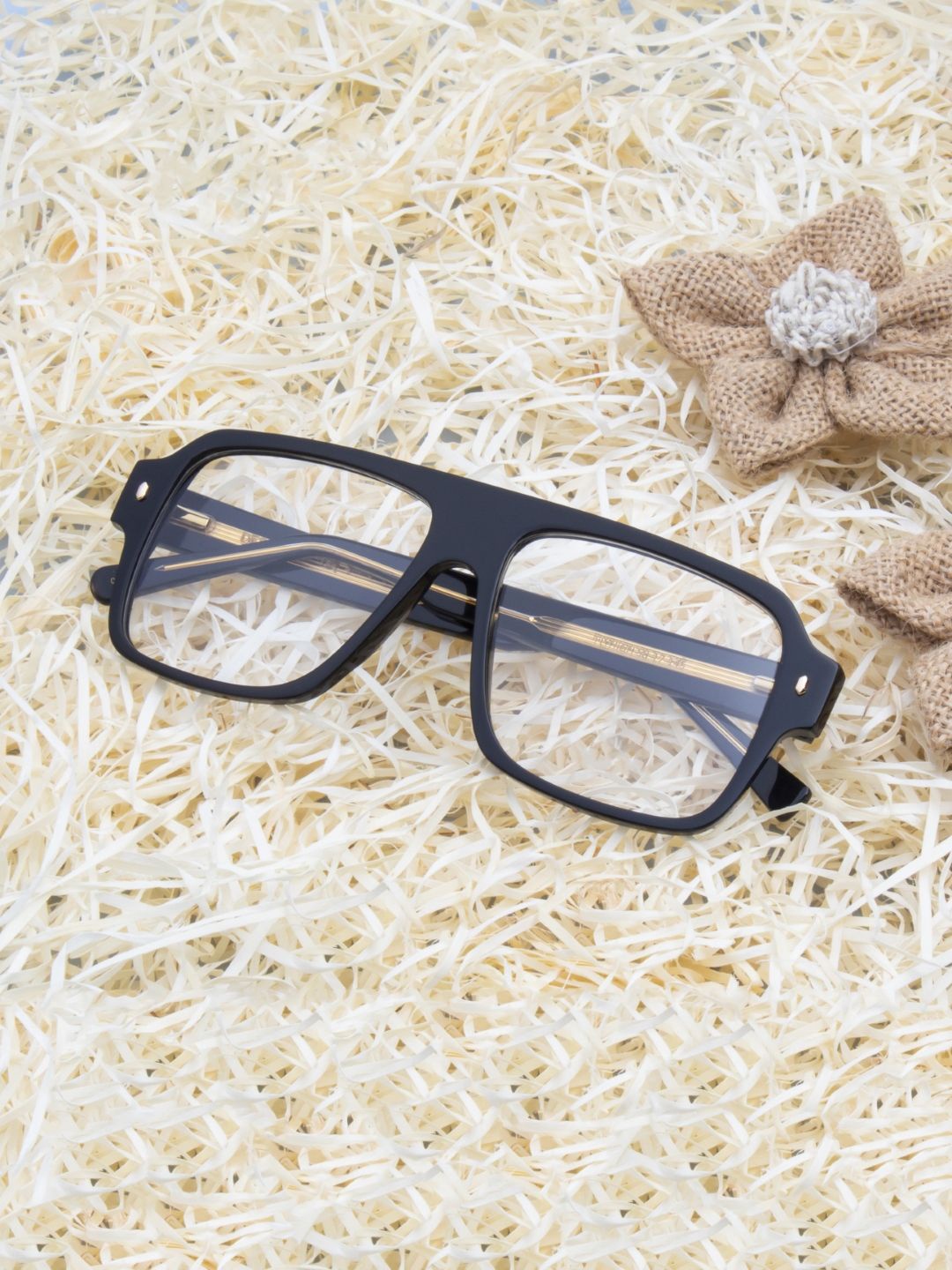 

Ted Smith Unisex 100% Acetate Full Rim Oversized Frames, Black