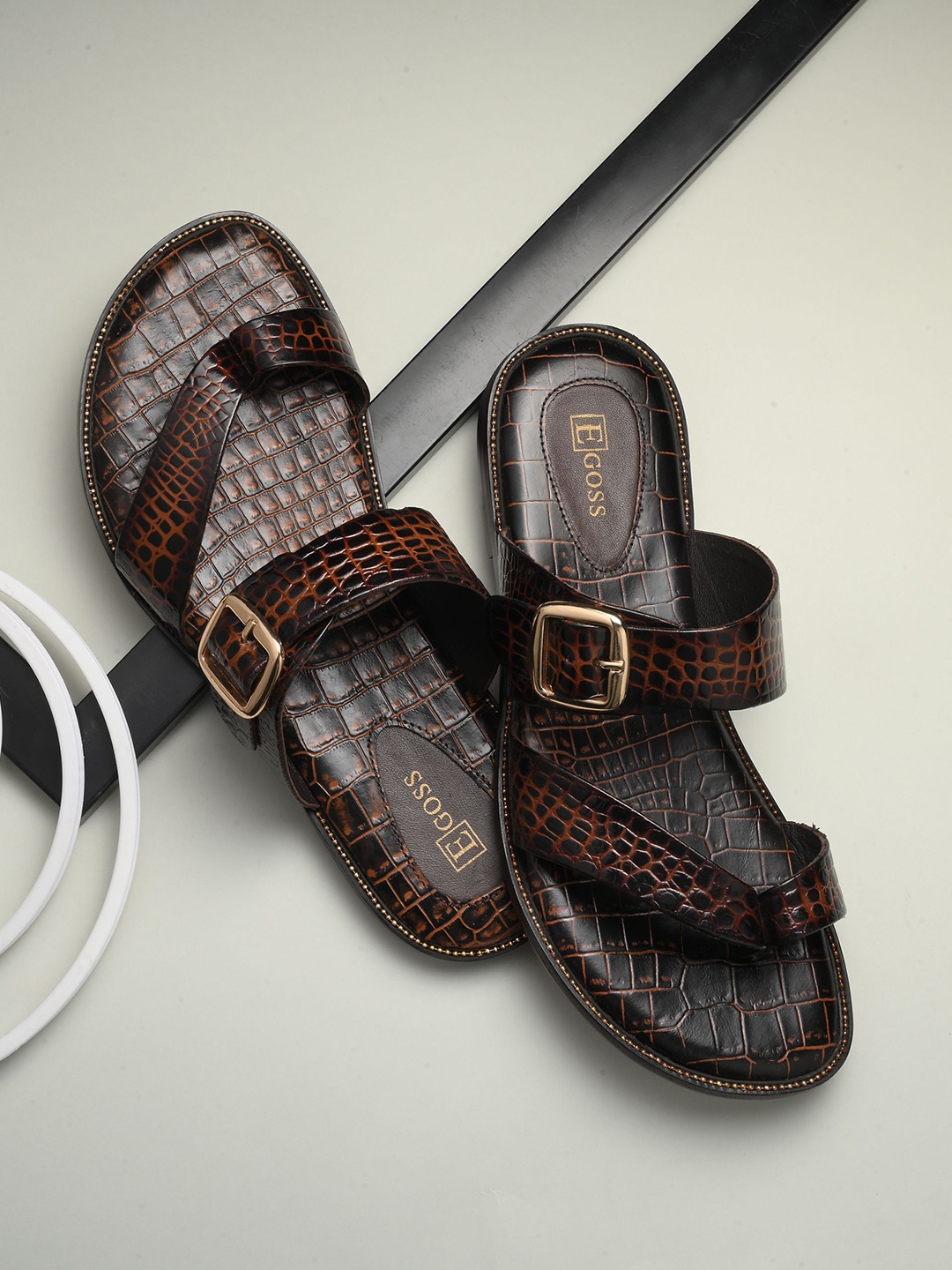 

Egoss Men Leather Comfort Sandals, Brown