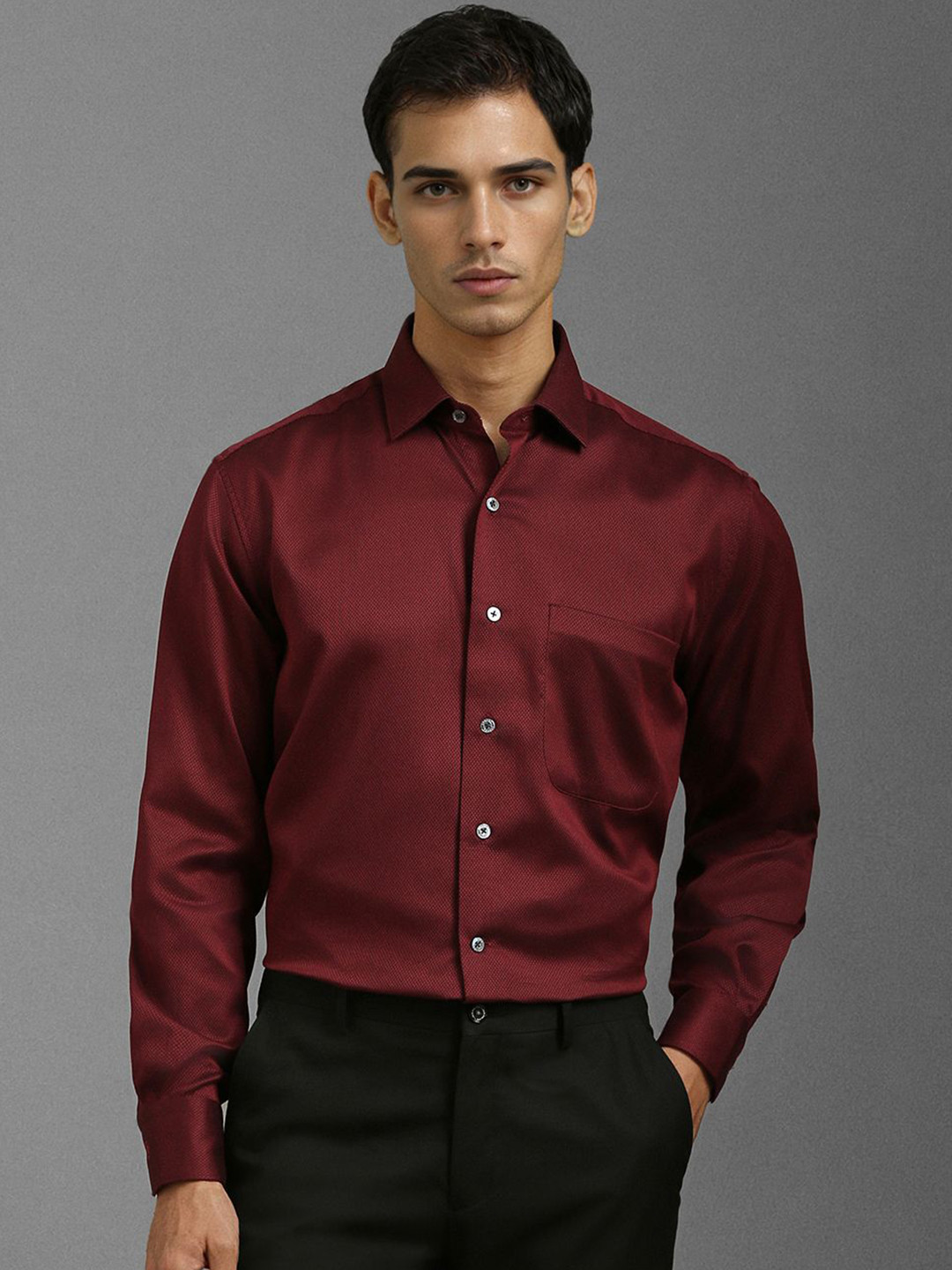 

Luxure by Louis Philippe Men Classic Fit Textured Formal Shirt, Maroon